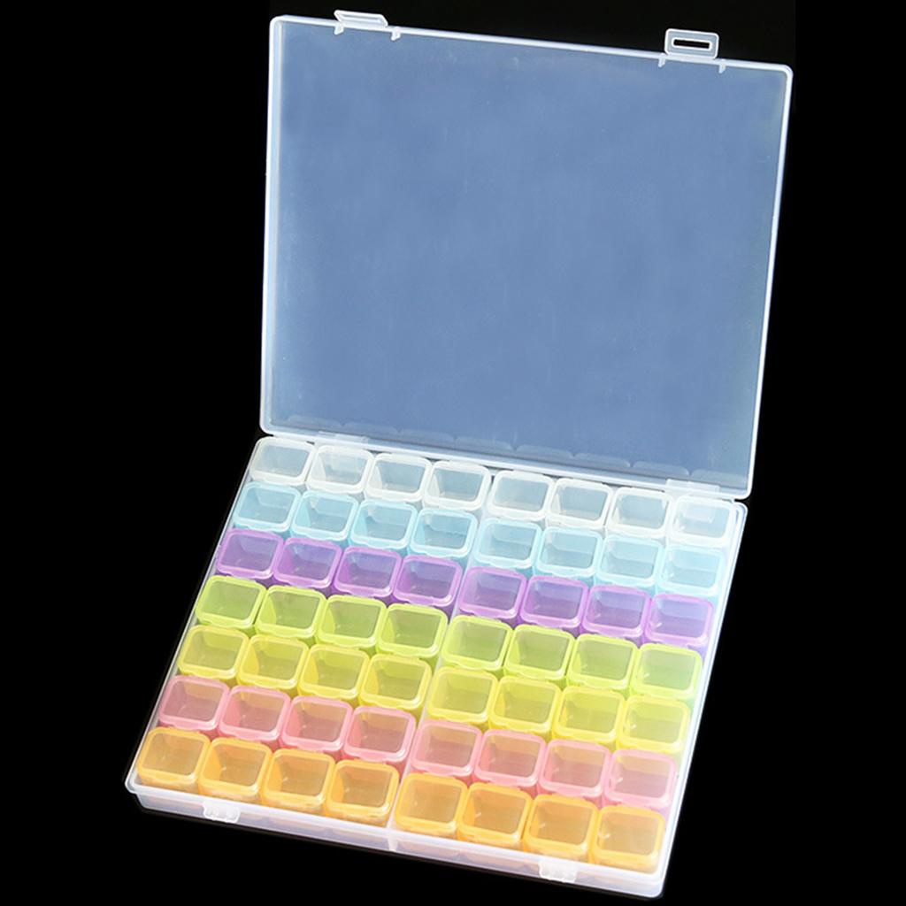 1pc 28/32/48/56/64 Slots Plastic Storage Box, DIY Diamond Painting Beads Charms Jewelry Accessories Organizer Box