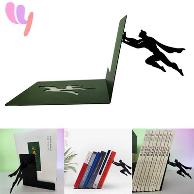 Creative Super Hero Bookshelf Figurines Metal Book Storage Display Desktop Ornament Office Accessories Books Standing Base