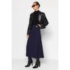 Navy Blue Belt Detailed Woven Skirt Tctaw24ee00014