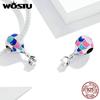 WOSTU 925 Sterling Silver Vinatge Hot Air Balloon Hut Charm Bead Pendant Fit Original Bracelet Necklace For Women Jewelry