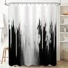 Modern Black White Shower Curtain With Abstract Art Design For Bathroom Decor Various Sizes Available