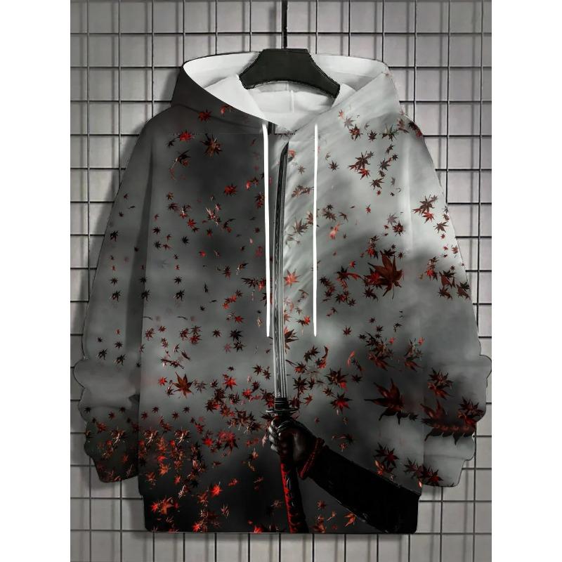 autumn new men's 3D Japanese Samurai print hoodie men's and women's casual fashion men's hoodie street men's tops