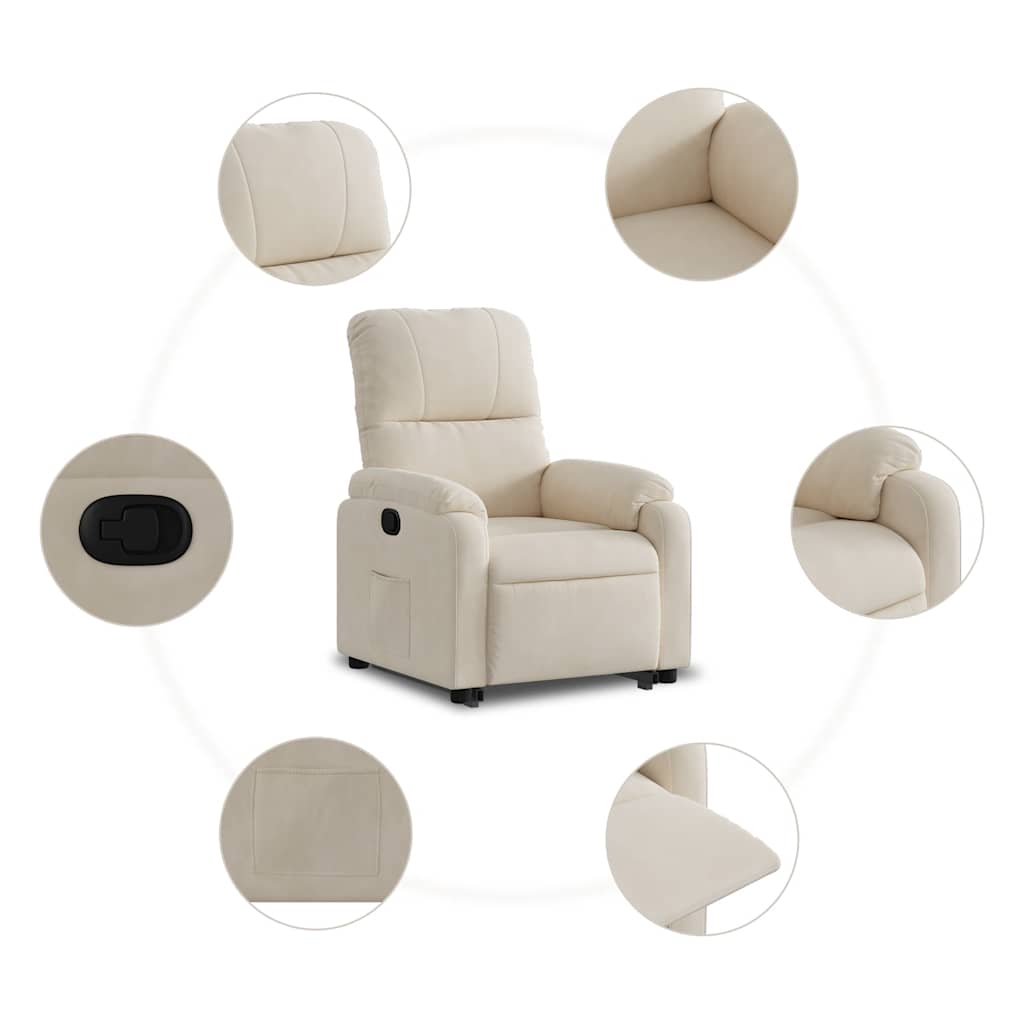 Recliner with Rising Aid Beige Microfiber Fabric