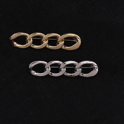 Yousheng Women Brooch Hollow Chain Shape Polished Solid Color Anti-slip Wear-resistant Coat Collar Pants Hat Scarf Decoration Clothes Positioning Pin