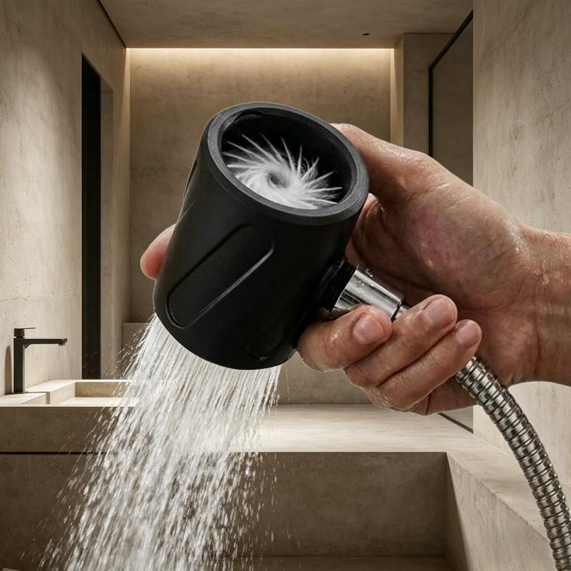 1 Pezzo Soffione Doccia Portatile Stampato 3D per Uomo Alta Pressione Ugello a Spirale Circolare Massaggio Sciacquo Accessori Soffione Doccia