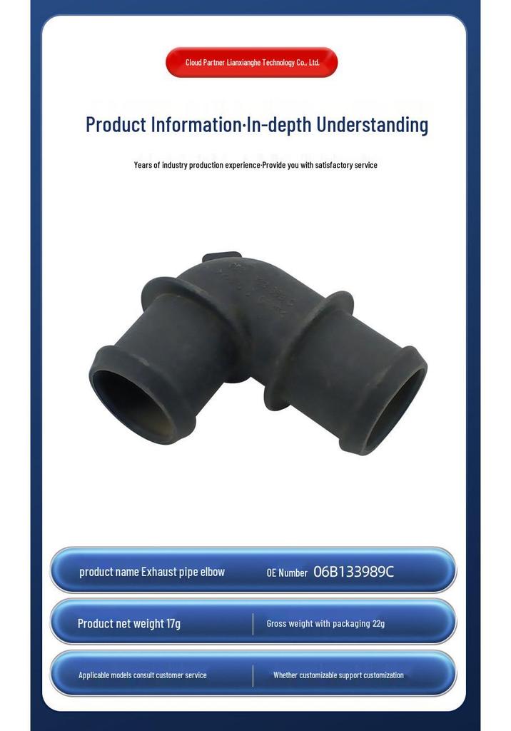Exhaust Pipe Elbow 06B133989C - 103024 Right Angle Automotive Adapter