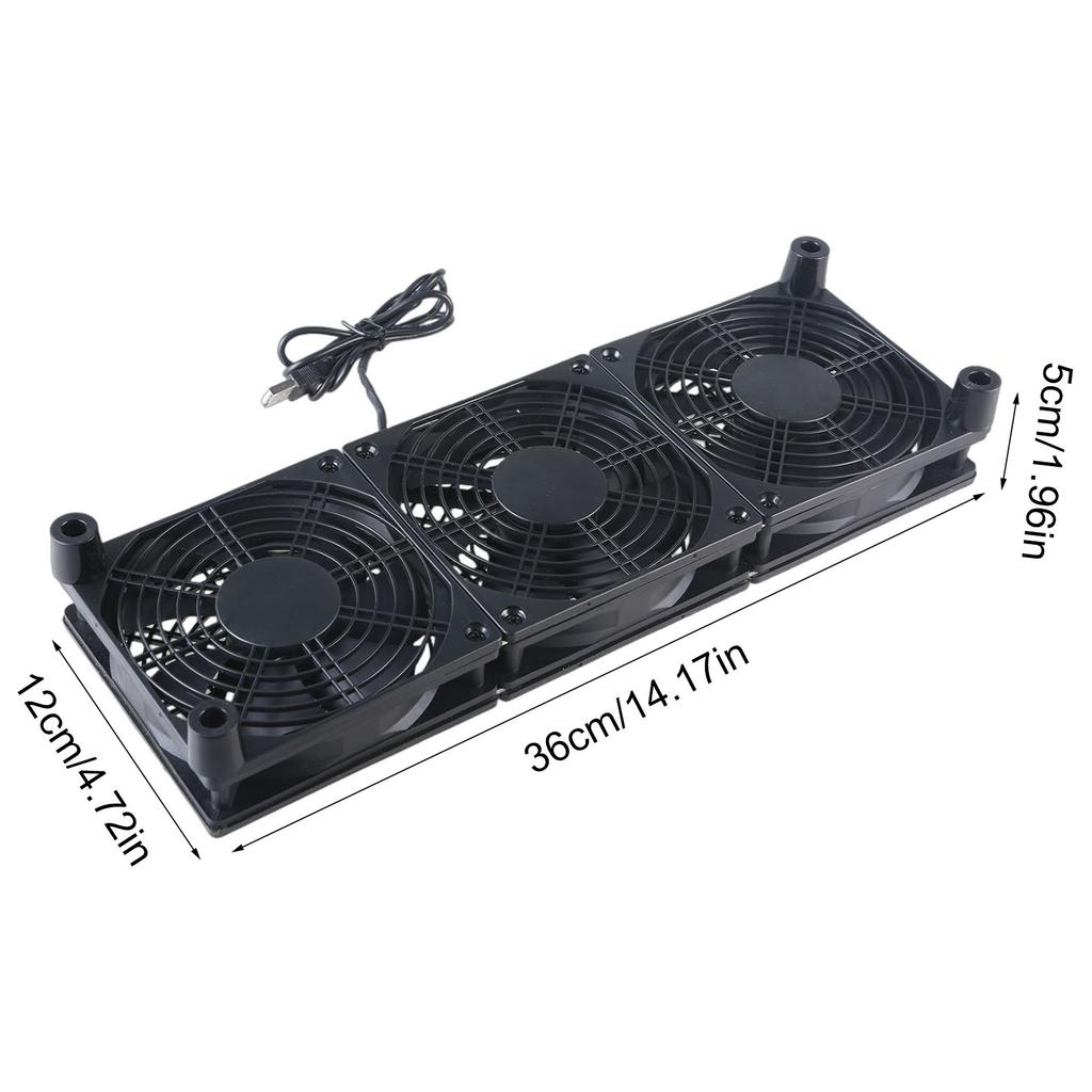 USB Powered PC Router 120mm 5V Three Fan 1 Speed 1400rpm Air Flow Cooling Fan for Receiver Modem Router