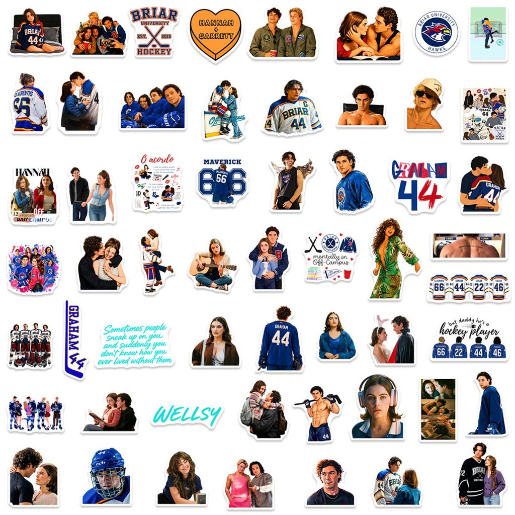 55PCS Off Campus Graffiti Stickers Pack for Water Bottles Laptops Skateboards Suitcases Cars DIY Waterproof Vinyl Stickers Collection