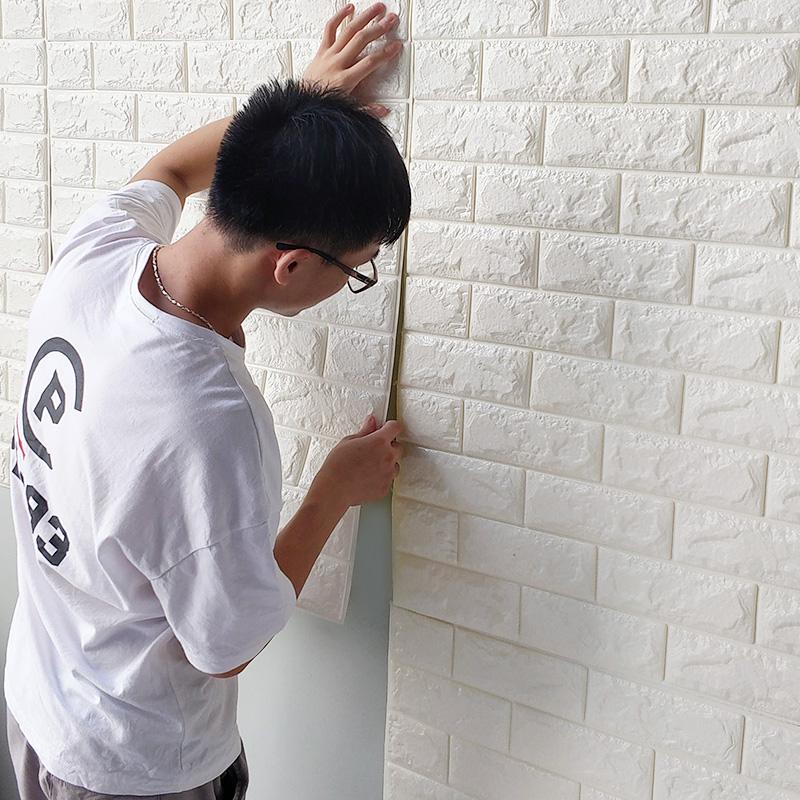 3D Wallpaper Board Adhesive Foam Grey Brick 70cm x1m For Bedroom Living Room Waterproof Wall Sticker Room decoration