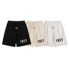 Essentials1977 Number Print Style Sweat Shorts Unisex Oversized Cotton Drawstring Elastic Waist Streetwear Casual Sports Shorts