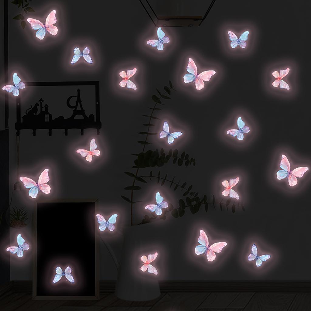 Luminous Butterfly Wall Stickers, Luminous Simulation Three-dimensional Butterfly Decorative Stickers, Waterproof Stickers