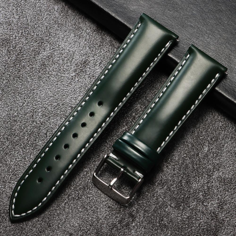 20mm 22mm Universal Oiled Leather Watch Band Quick Release Bracelets Brown Black Genuine Leather Strap for Samsung Watch 7/6/5/4