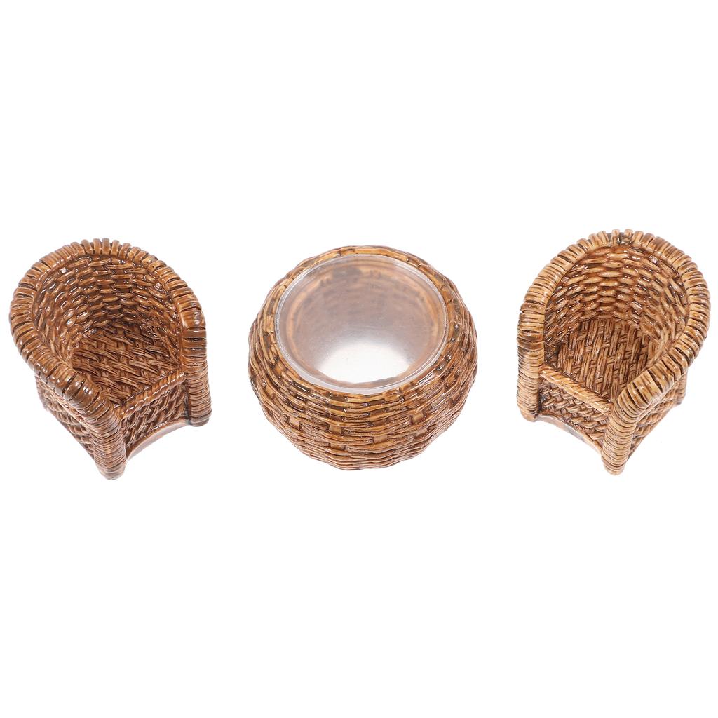 Di Mobili per la casa delle bambole Set di sedie da tavolo intrecciate Modello Set di mobili per la casa delle bambole Cestini