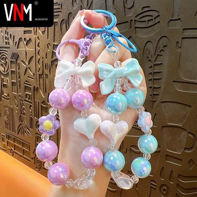 Colorful Bow & Heart Beaded Keychain Pendant