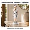 Girl Figurine with Hat Tabletop Desktop Ornament Resin for Home Decor