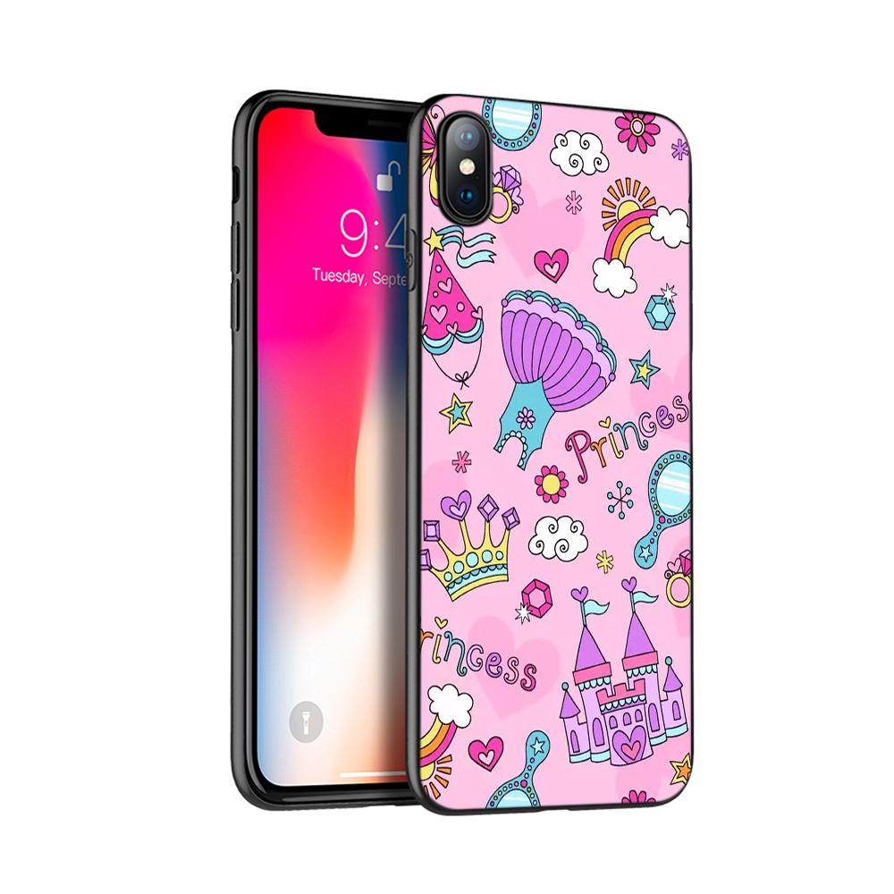 Black tpu case for iphone 5 5s SE 2020 6 6s 7 8 plus x 10 cover for iphone XR XS 11 pro MAX case beautiful flower girl leaves
