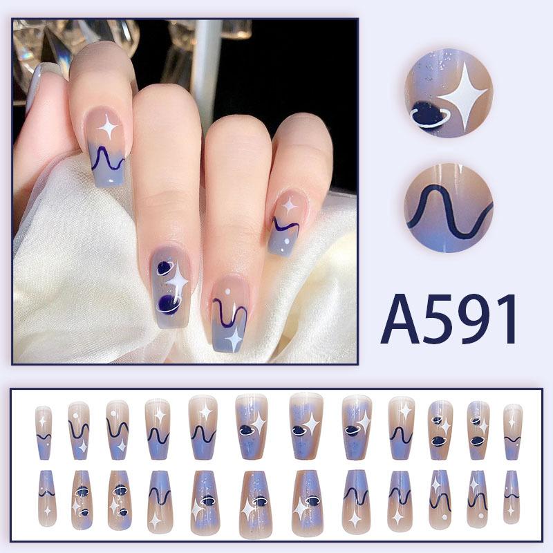 Winter fresh and simple pure lust style bride dance wear nails rainbow love rose fake nails