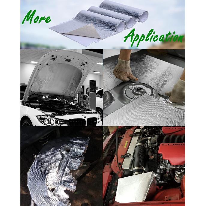 Self Adhesive Heat Shield Material - 12" X 24" Aluminum Backed Aluminized Thermal Barrier Fiberglass Ulation Reflective Material High Temp Protection