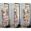 Women's Summer Casual One-line Collar Print Lantern Sleeve Fashion Dress