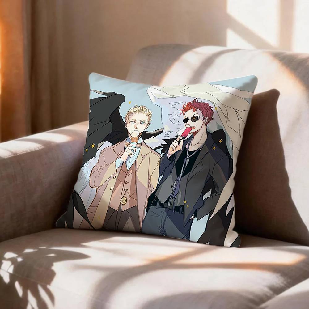Fantasy TV Series Good OOmens Pillow Case Pattern Printed Pillowcase For Living Room Sofa Cushion Cover
