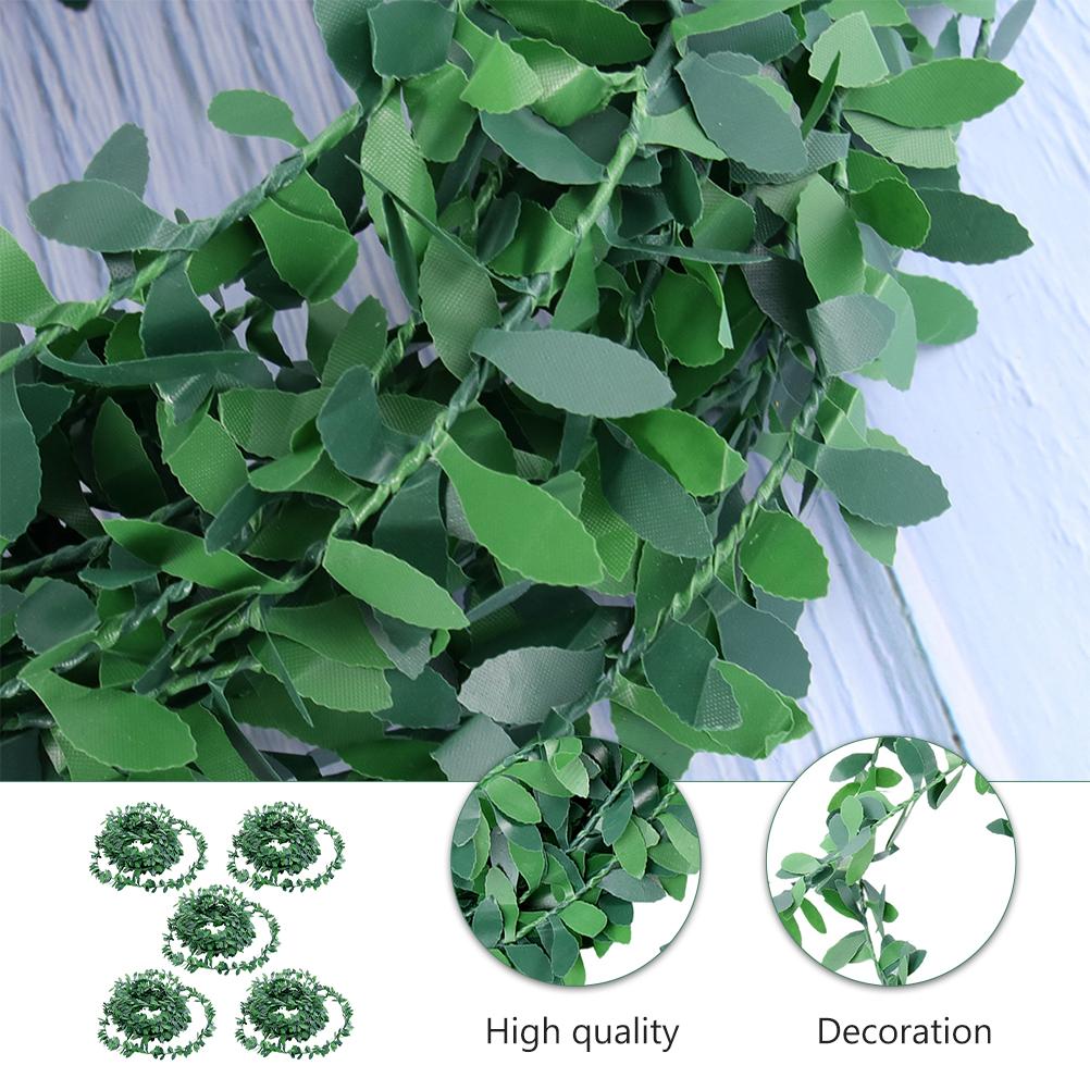 5 Pcs Decor Wire Green Leaf Rattan Simulation Fake Hanging Plant Cake Plants Artificial