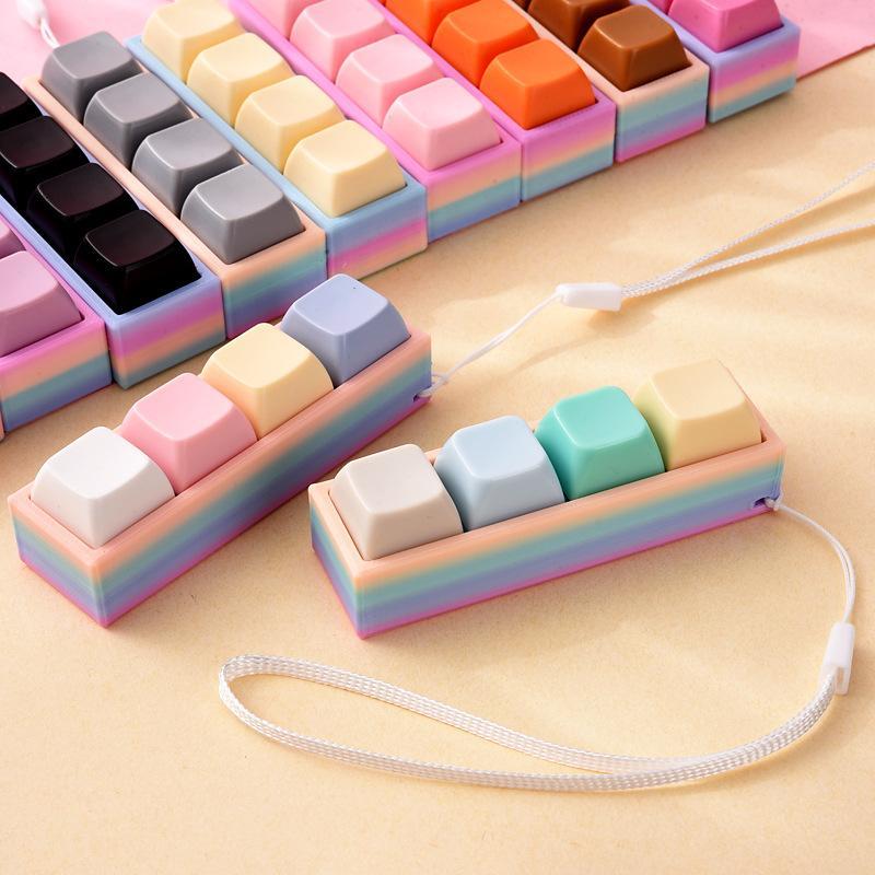 Portable Stress Relief Toy with Button Lanyard Anti-Anxiety Fidget Toy for Adults Kids Office Travel Pressure Alleviation