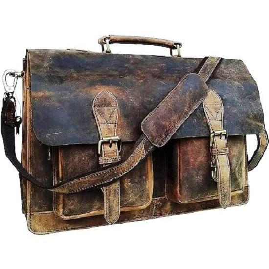 18 tums retro brun bärbar datorväska Office Portfölj Crossbody reseväska för män & kvinnor väska Office laptopväska (vintage brun)