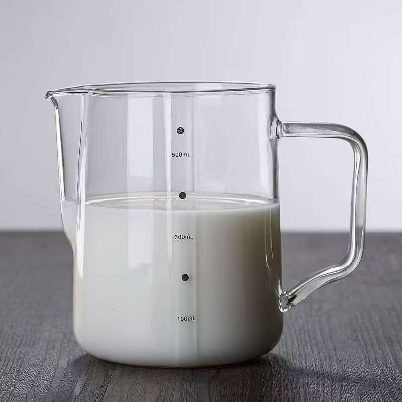 Transparent latte cup glass with graduated milk foam special cup coffee latte tank kitchen pointed nozzle measuring cup