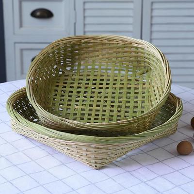 Large Bamboo Steamer Basket, Fruit Plate, & Woven Sieve 