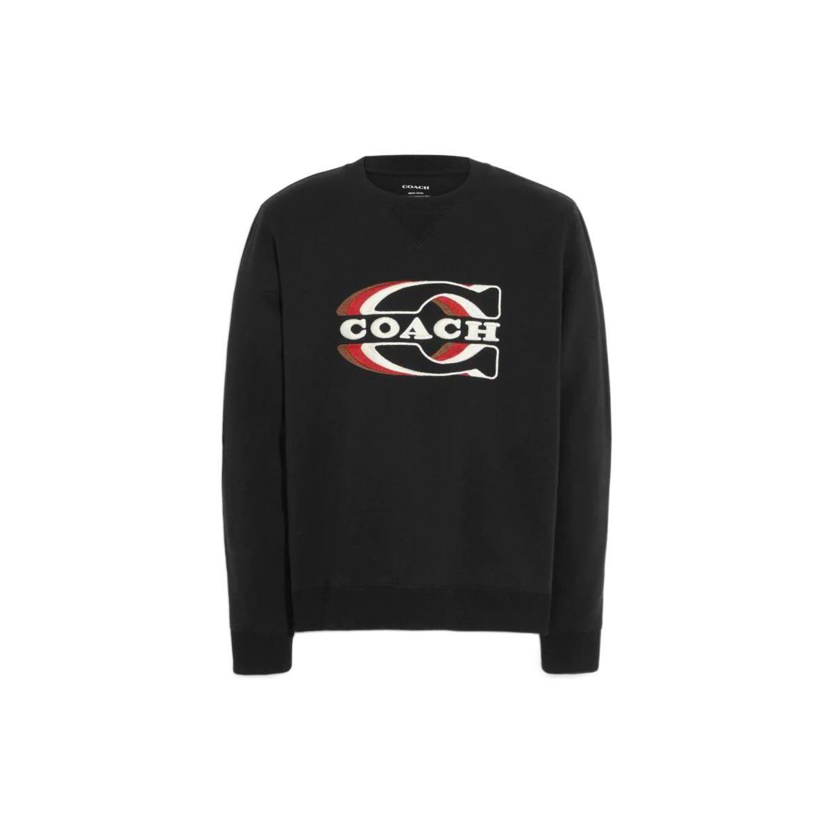 Coach Мужской свитшот с круглым вырезом и принтом логотипа Fw22, черный CE343-BLK M