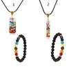 2Pcs 7 Chakra Gemstone Healing Pendant Necklace for Men Women 8mm Stone Chakra Diffuser Bracelets Yoga Beads Rope Chain