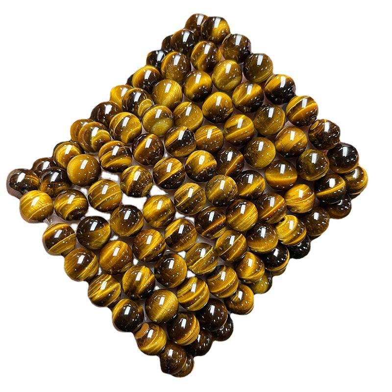 Jingdong Jewelry Unisex Round Bead Bracelet: 7A Lightning Yellow Tiger Eye Stone