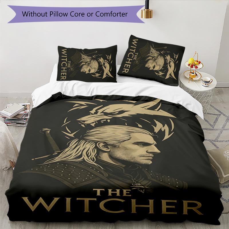 3pcs The Witcher Design Cover Set - HD Printed Bedding with 1 Cover and 2 Pillowcases - Perfect for Home and Dorm Decor
