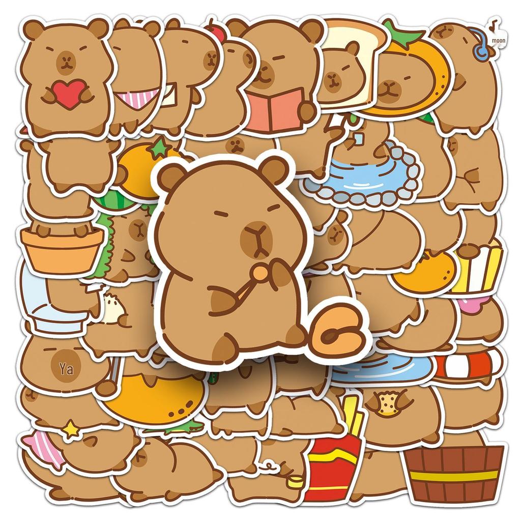 51 Cute Original Capybara Doodle Stickers: Hand-Drawn Animal Decor for Water Bottles, Phone Cases, and Luggage