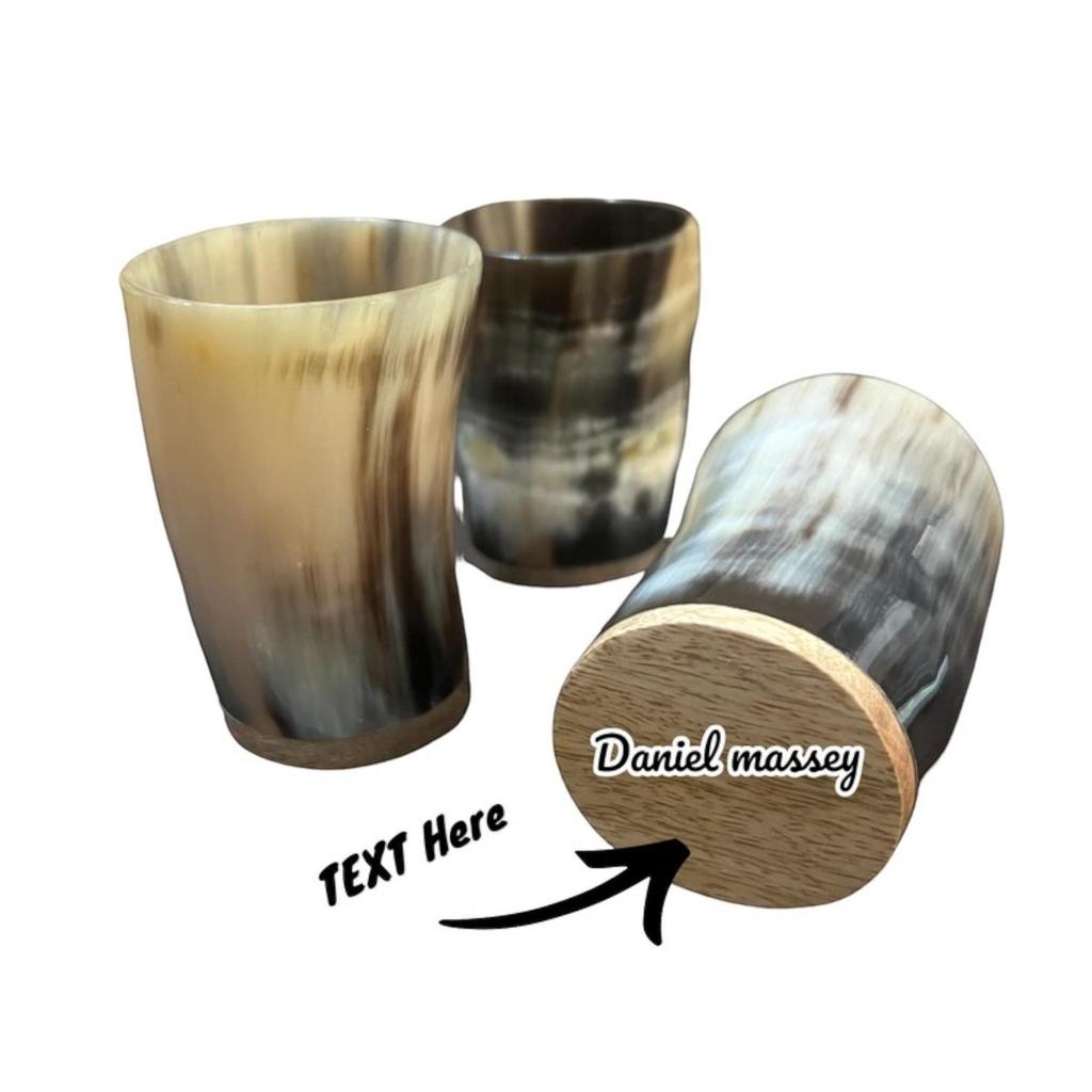 Personalisiertes Wikinger Ochsenhorn Becher Set Trinkhorn Schnapsgläser, Echte Mittelalterliche Hornbecher, Handwerkliche Handarbeit, Ethisch Beschafft