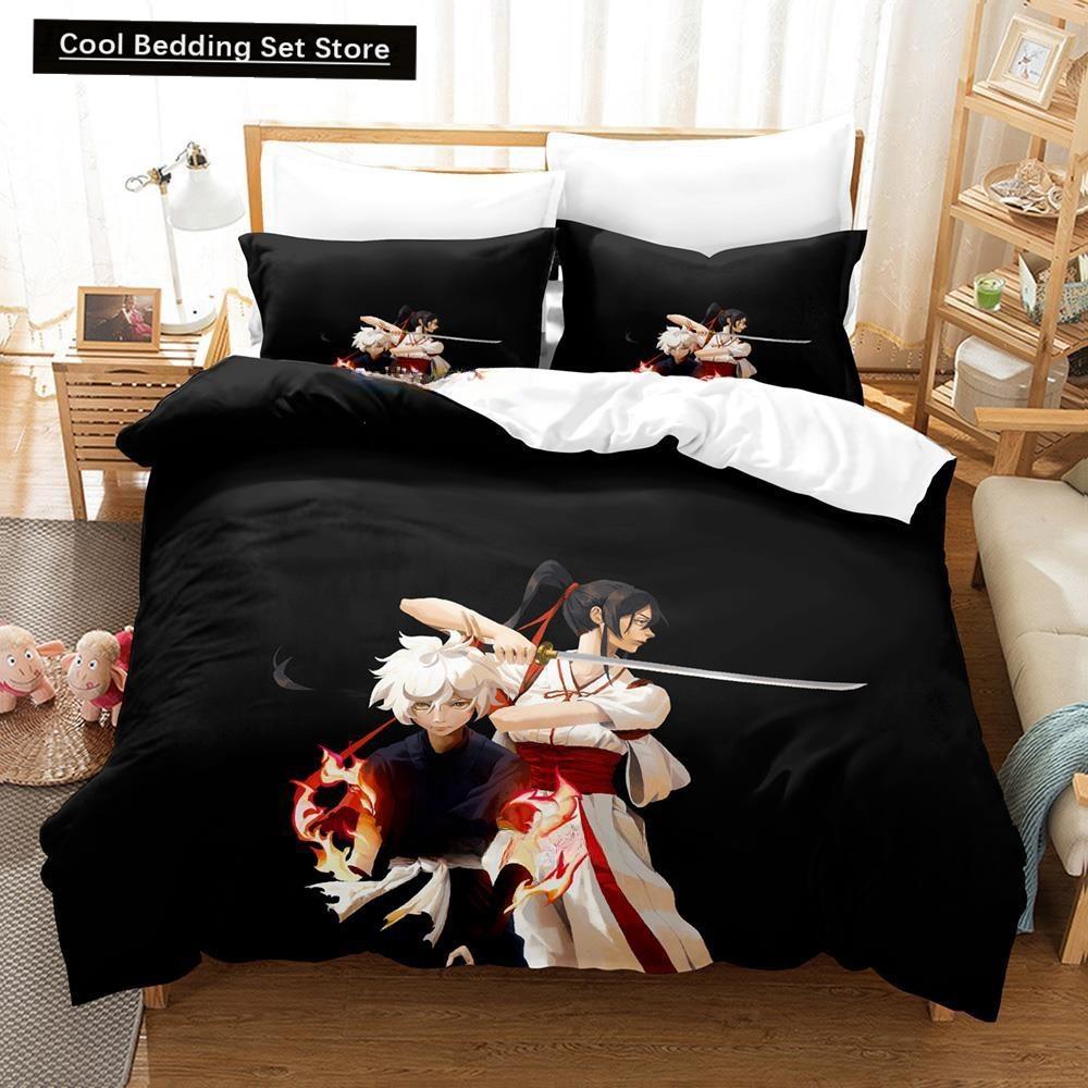 Fashion Anime Hell's Paradise: Jigokuraku Bedding Set Cartoon Three-piece Set Adult Kid Bedroom Duvet Cover Sets Home Textiles