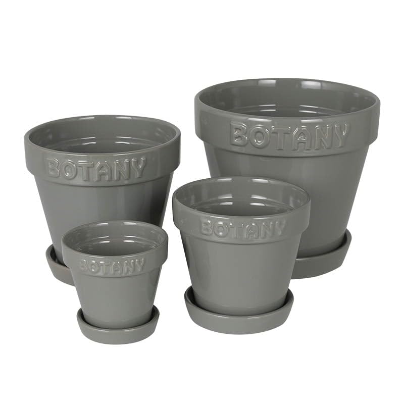 Dulton Blumentopf 5 Grau Ein mit einem geprägten Logo und Erdfarben dekorierter Blumentopf BOTANY 5 Höhe Durchmesser 15cm Nein. 13.8cm G21-0395M/GY