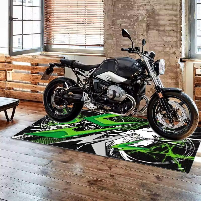 Lightning Circle Graffiti Racing Pit Mat Non Slip Waterproof Rug For Garage Motorbike Parking Workshop Decor Mat