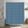 Vibrant Floral Shower Curtain Decor Blue Purple Pattern Fabric Waterproof Bath Rug Cover Set For Home Decoration (Size: 72 X 84