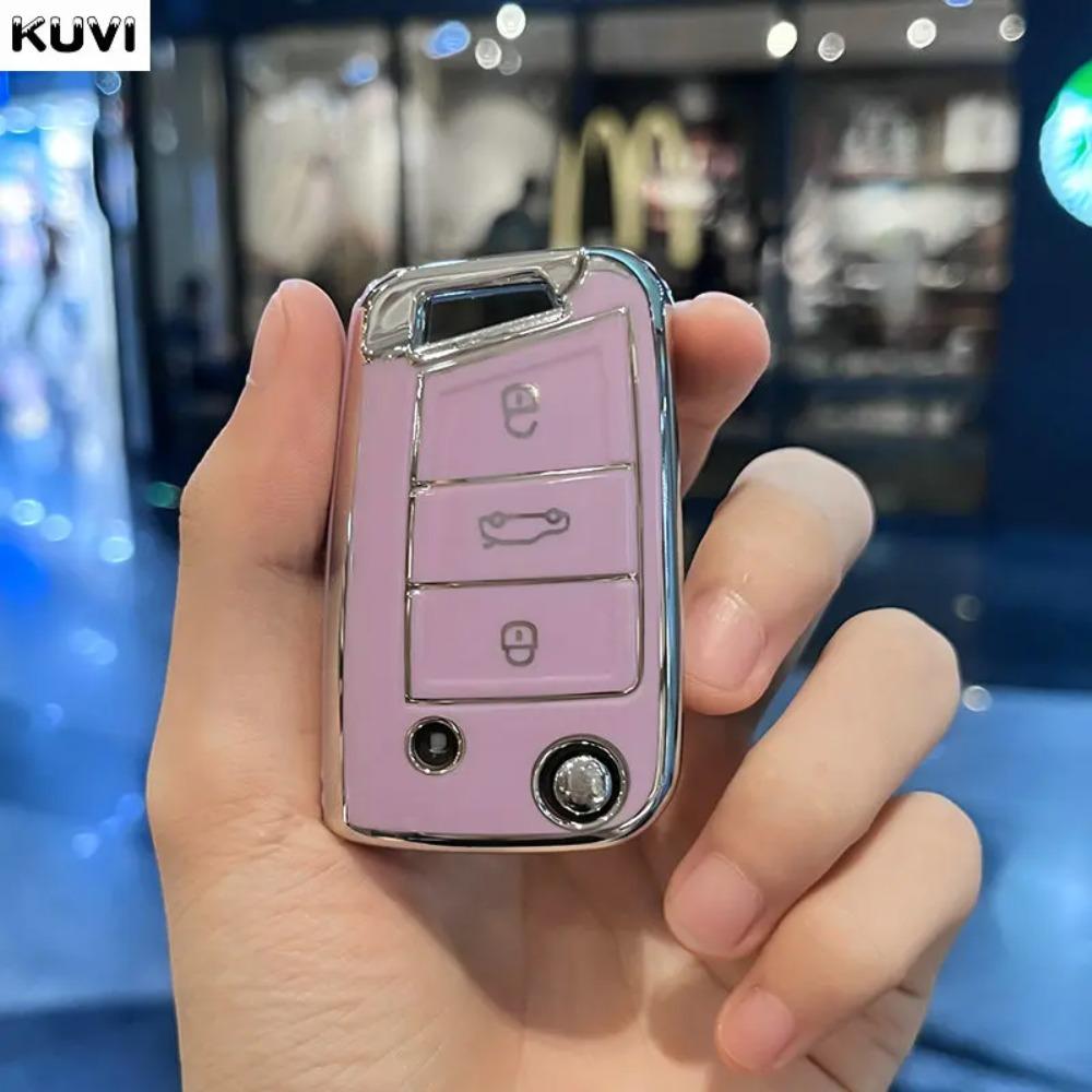 Leather TPU Car Key Case Protection Bag for VW Volkswagen Golf 7 MK7 Tiguan MK2 SEAT Ateca Leon FR 2 Ibiza for Skoda Octavia A7
