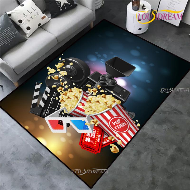 Movie Night Clapboard Area Rug Home Theater Film Art Rugs Cinema Carpet Non-Slip Home Decoration for Bedroom Living Playing Room