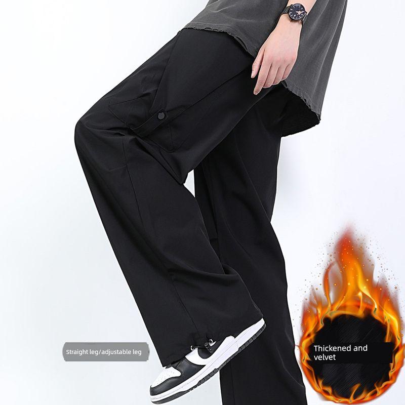 Black Cargo Pants Men Autumn Fashion Brand Wide Leg Casual Trousers Autumn Boys Straight-leg Loose Pants Men