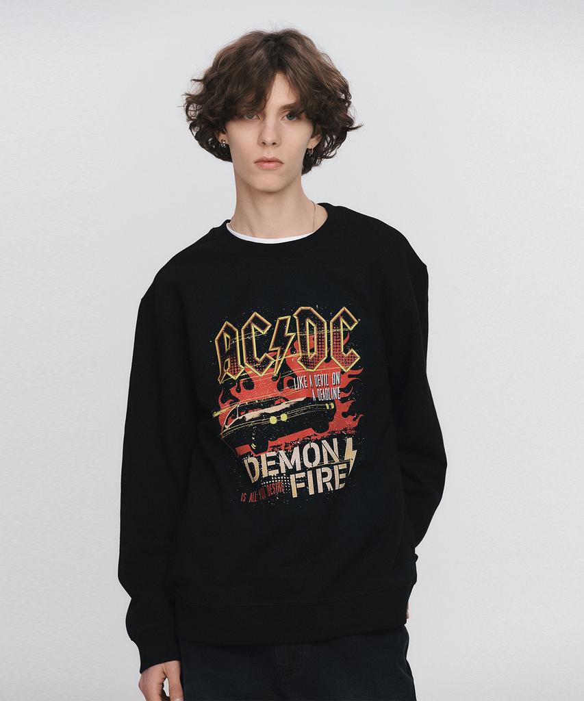 Beulabado Acdc Demon Fire Sweatshirt Bk (Brent2325)