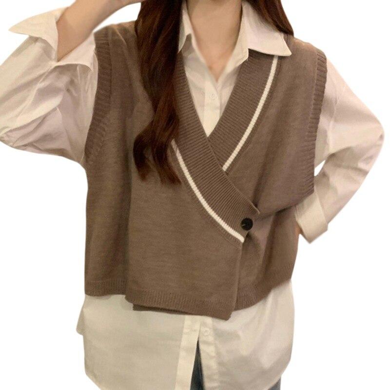 Sweater Vest for Women V Neck Sleeveless Top Pullover Knitwear Top Loose Fit Women Clothing
