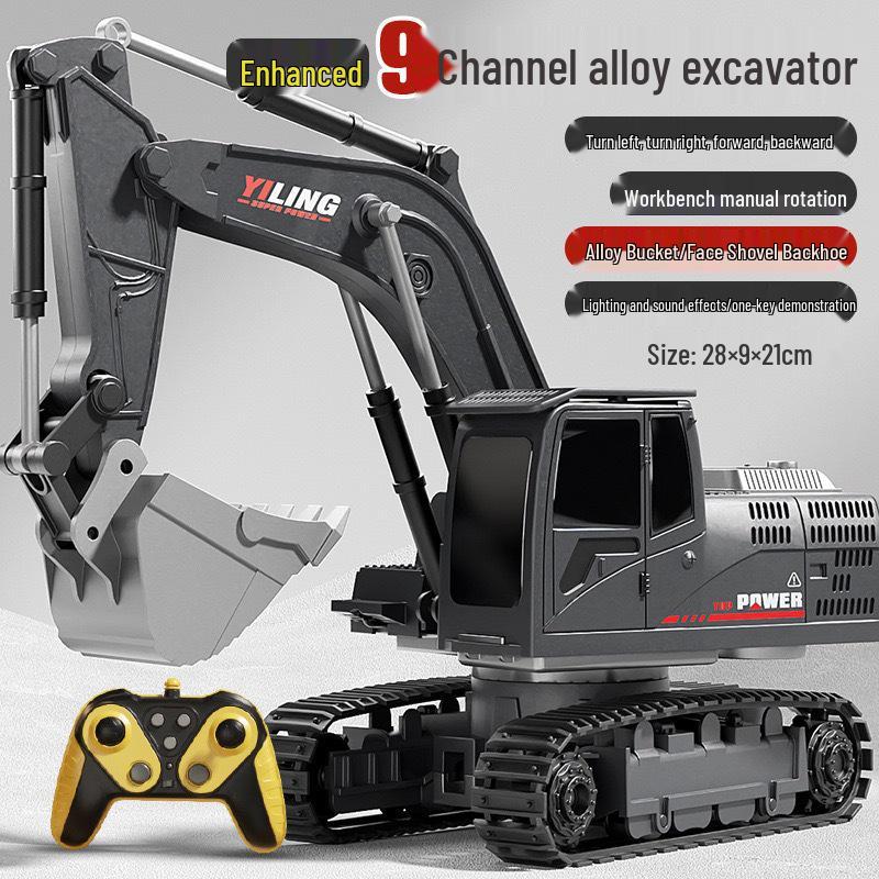 Alloy Remote Control Excavator Digger Vehicle Toy Bulldozer for Kids - Free Shipping