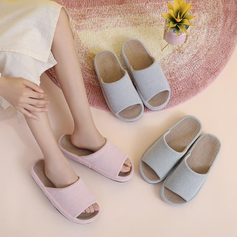 Leinenslipper Damen Sommer neu Indoor Zuhause rutschfest weiche Sohle schweißabsorbierende Baumwoll- und Leinenschuhe Outdoor-Modelle Damen