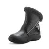 New Autumn and Winter Medium Tube Warm Velvet Thickened Leather Women's Boots Non-slip Soft Bottom Comfortable Breathable Side Zipper