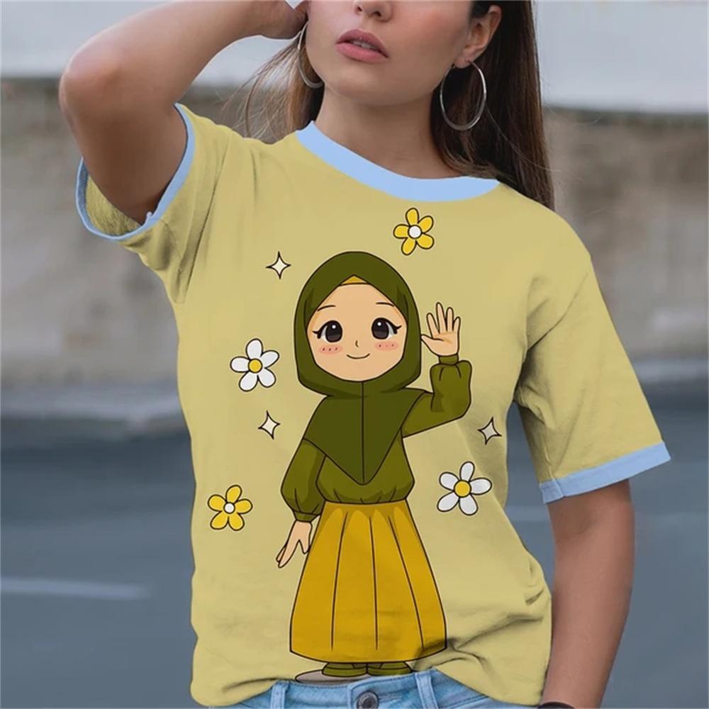 Sanat Günü Baskılı Kızlar 3D Klasik Sade Boya Komik Desenli Günlük Kadın Tişört Yazlık Kısa Kollu Moda Bayan Üst Hip Hop