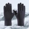 1 par varme vinterhansker Plysjfôr elastisk vindtett kaldt vær fullfinger herre berøringsskjermhansker
