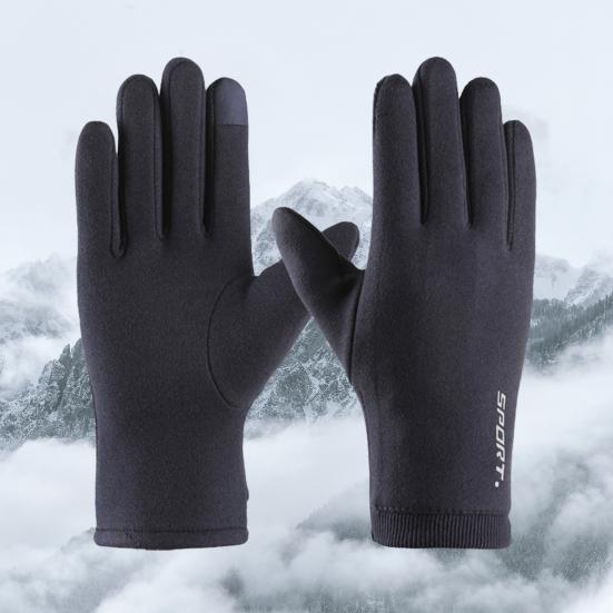 1 par varme vinterhansker Plysjfôr elastisk vindtett kaldt vær fullfinger herre berøringsskjermhansker